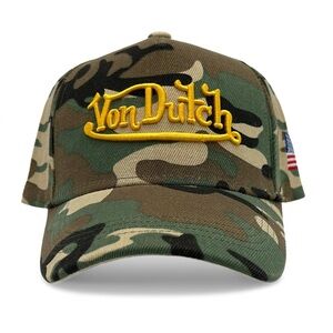New Von Dutch Camo Trucker Hat with Yellow Logo